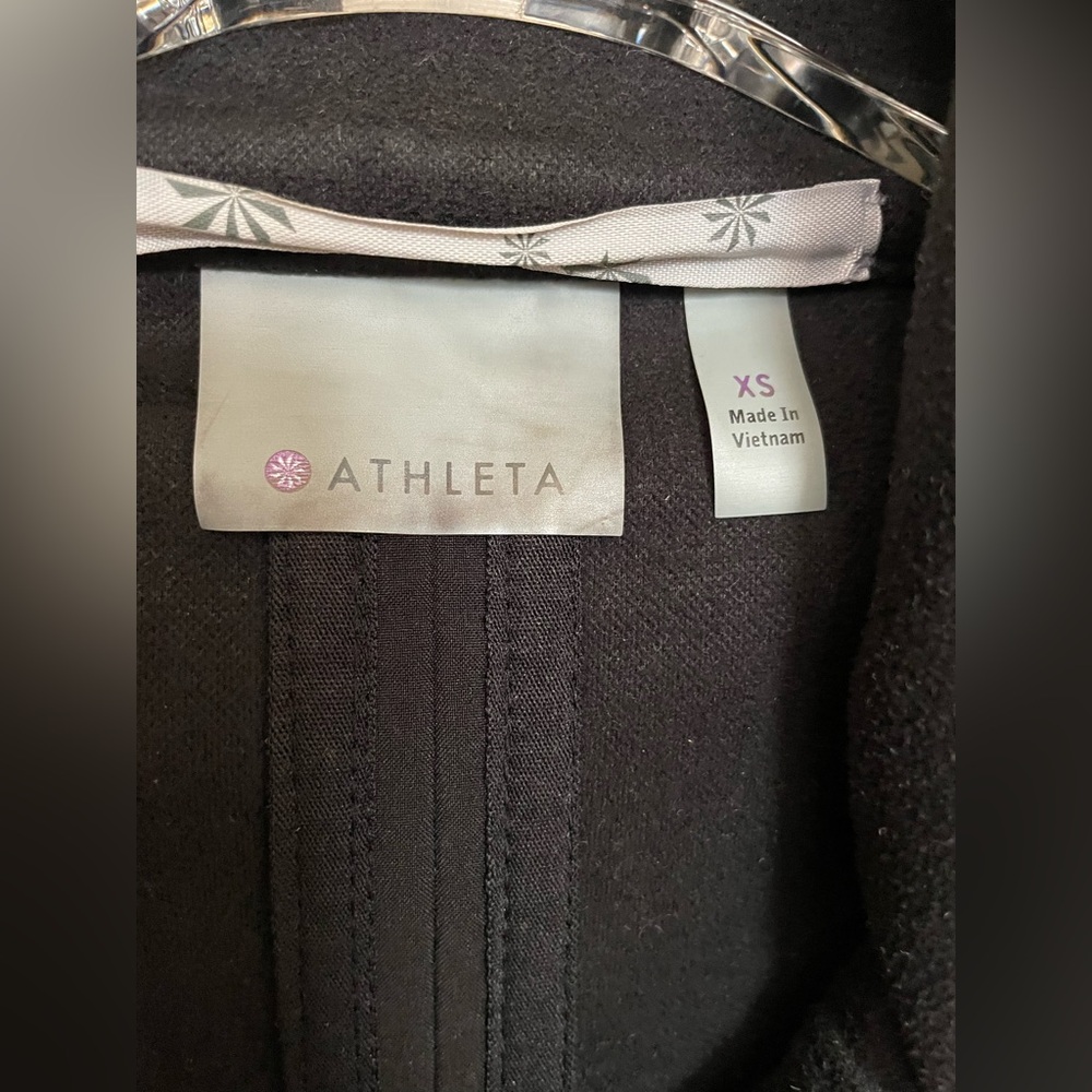 Athleta XS Shelter Cove Softshell‎ Hooded Parka Jacket Black Snap Storm Flap - Picture 3 of 10